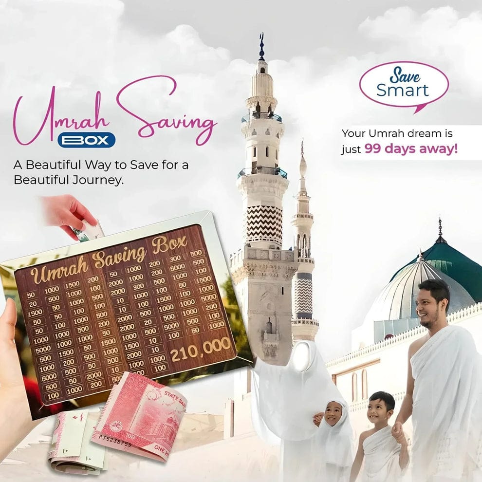 Wooden Umrah Savings Box with Target Tracker